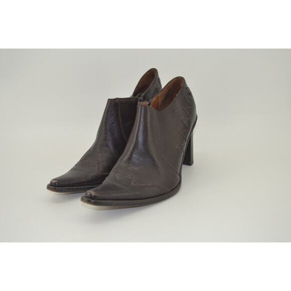Sibyl Vane Booties Brown Leather Handmade Boot Pointed Toe Side Zipper Size 9 - Picture 9 of 12